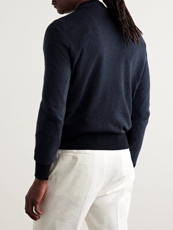 Roadster Striped Cashmere Half-Zip Sweater - BK Roadster Striped Cashmere Half-Zip Sweater - BK