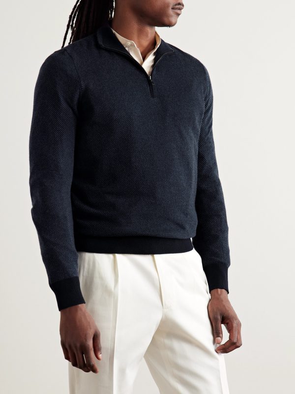 Roadster Striped Cashmere Half-Zip Sweater - FR Roadster Striped Cashmere Half-Zip Sweater - FR