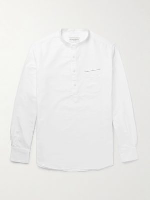 Auguste Grandad-Collar Cotton Oxford Shirt Auguste Grandad-Collar Cotton Oxford Shirt