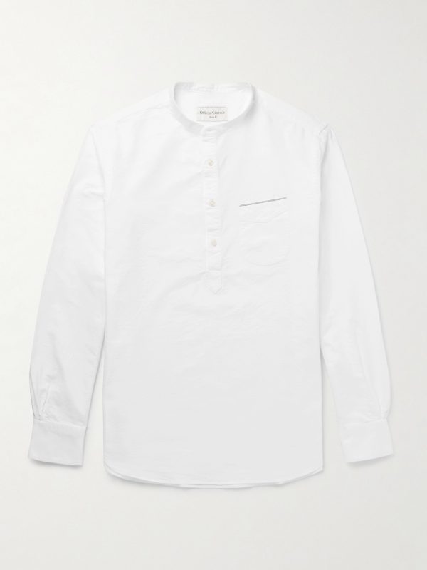 Auguste Grandad-Collar Cotton Oxford Shirt