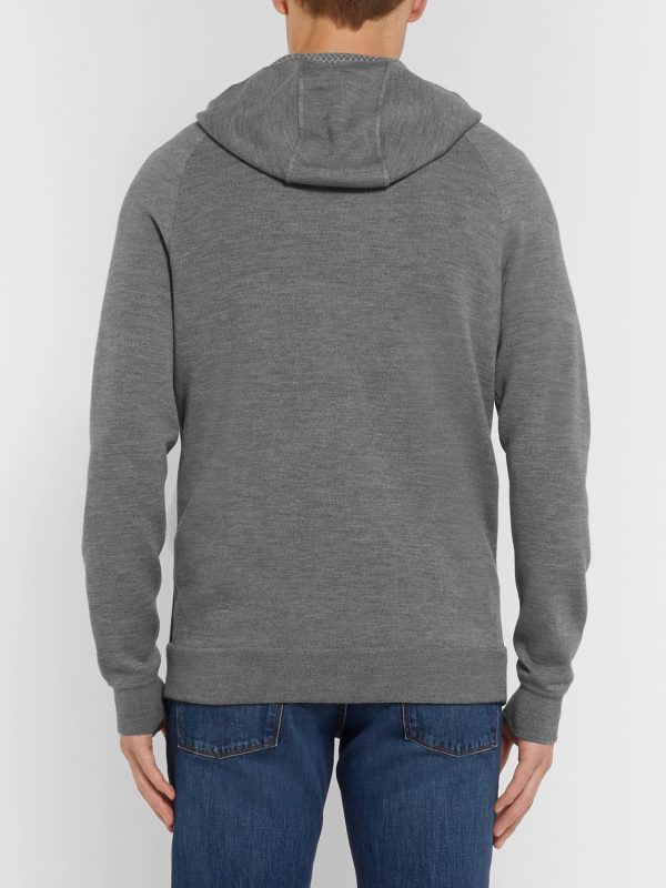 Mélange Virgin Wool-Blend Zip-Up Hoodie - BK Mélange Virgin Wool-Blend Zip-Up Hoodie - BK