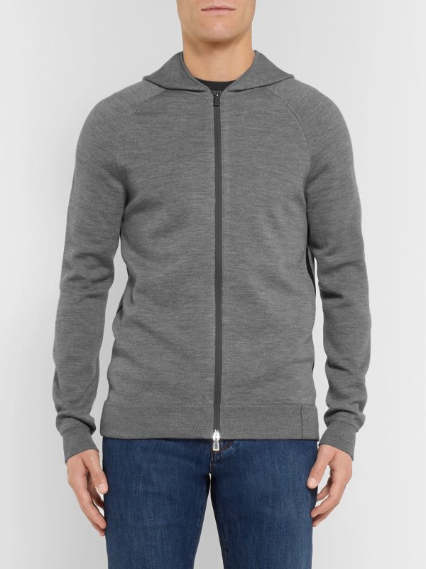 Mélange Virgin Wool-Blend Zip-Up Hoodie - FR Mélange Virgin Wool-Blend Zip-Up Hoodie - FR