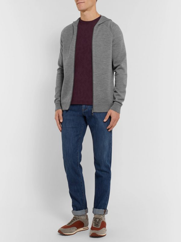 Mélange Virgin Wool-Blend Zip-Up Hoodie - OU Mélange Virgin Wool-Blend Zip-Up Hoodie - OU
