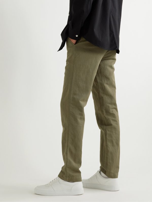 Cotton and Linen-Blend Twill Chinos - BK Cotton and Linen-Blend Twill Chinos - BK