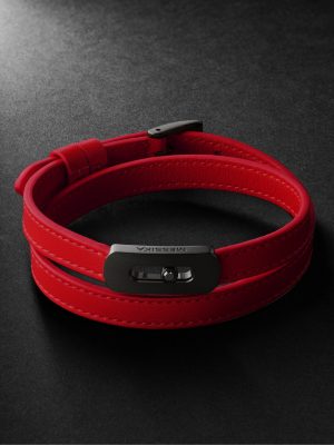 My Move Blackened Titanium, Diamond and Leather Bracelet My Move Blackened Titanium, Diamond and Leather Bracelet