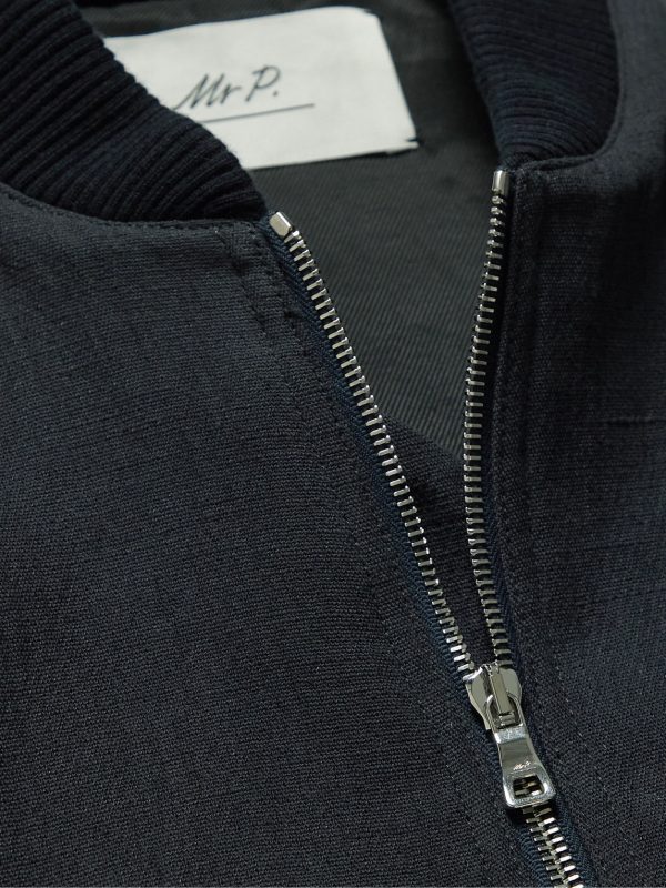 Textured Cotton and Linen-Blend Bomber Jacket - CU Textured Cotton and Linen-Blend Bomber Jacket - CU