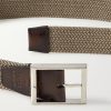3.5cm Leather-Trimmed Woven Elastic Belt - CU 3.5cm Leather-Trimmed Woven Elastic Belt - CU