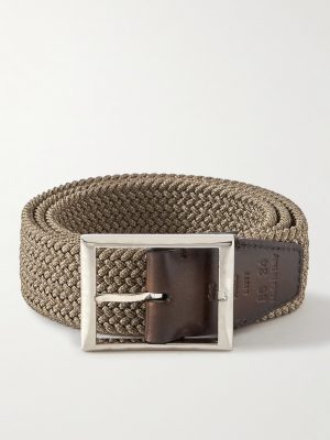 3.5cm Leather-Trimmed Woven Elastic Belt 3.5cm Leather-Trimmed Woven Elastic Belt