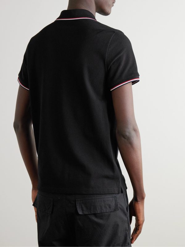 Logo-Appliquéd Striped Cotton-Piqué Polo Shirt - BK Logo-Appliquéd Striped Cotton-Piqué Polo Shirt - BK
