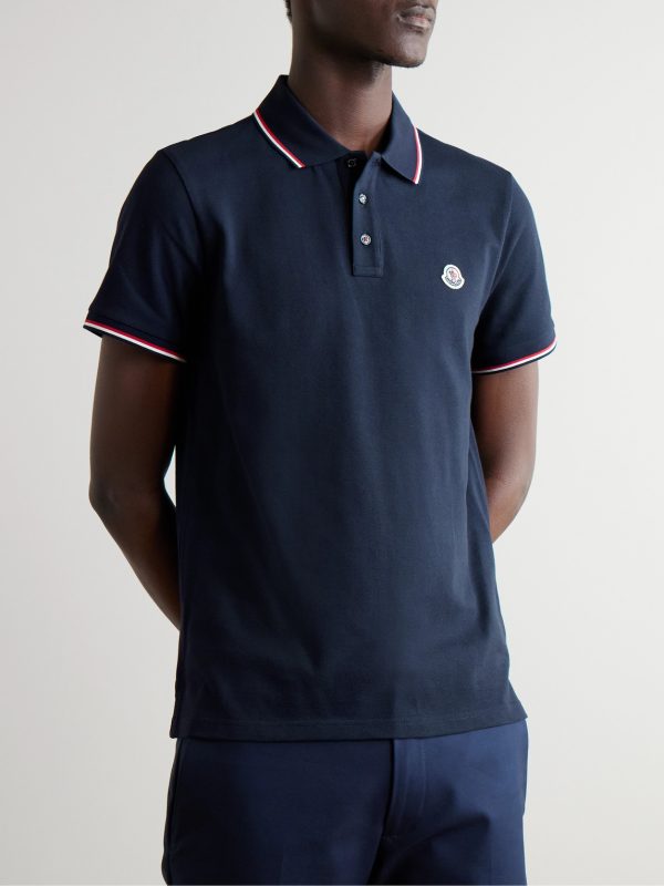 Logo-Appliquéd Striped Cotton-Piqué Polo Shirt - FR Logo-Appliquéd Striped Cotton-Piqué Polo Shirt - FR