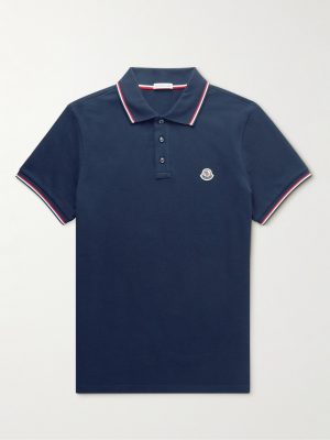 Logo-Appliquéd Striped Cotton-Piqué Polo Shirt Logo-Appliquéd Striped Cotton-Piqué Polo Shirt