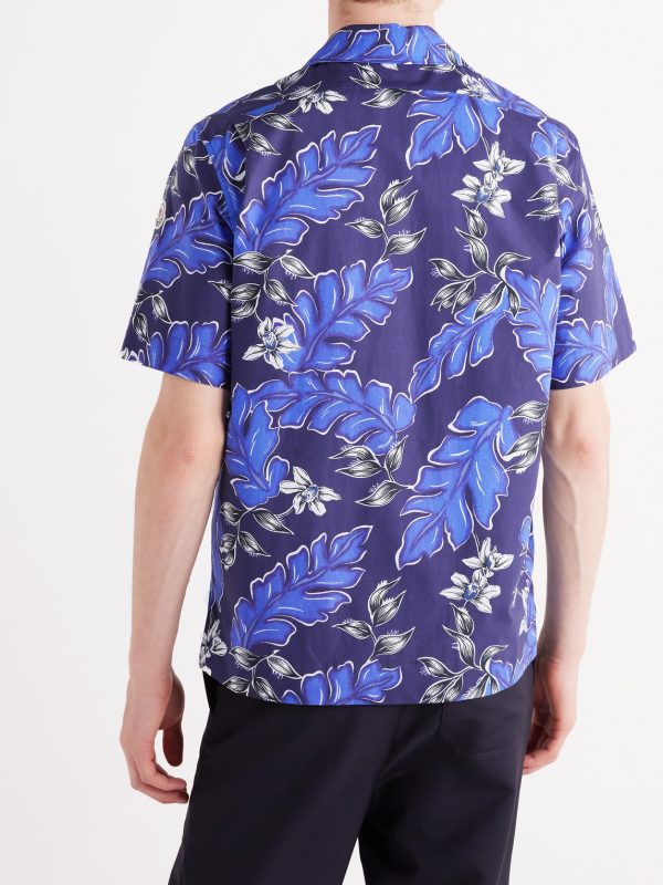Camp-Collar Logo-Appliquéd Printed Cotton-Poplin Shirt - BK