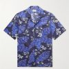 Camp-Collar Logo-Appliquéd Printed Cotton-Poplin Shirt