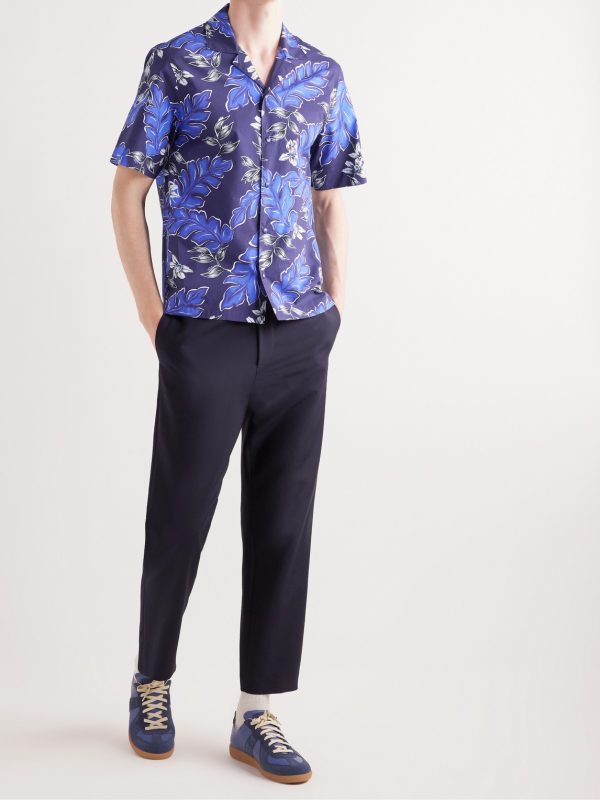 Camp-Collar Logo-Appliquéd Printed Cotton-Poplin Shirt - OU