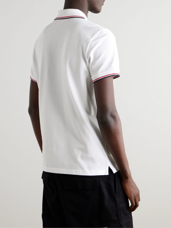 Logo-Appliquéd Striped Cotton-Piqué Polo Shirt - BK