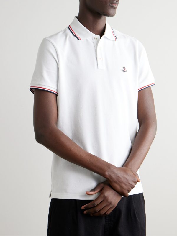 Logo-Appliquéd Striped Cotton-Piqué Polo Shirt - FR