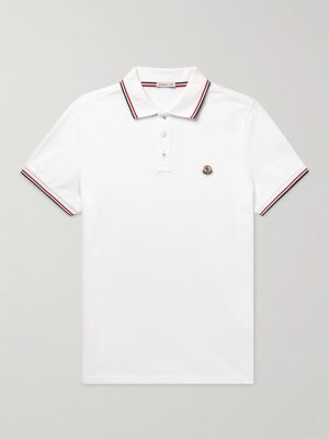 Logo-Appliquéd Striped Cotton-Piqué Polo Shirt Logo-Appliquéd Striped Cotton-Piqué Polo Shirt
