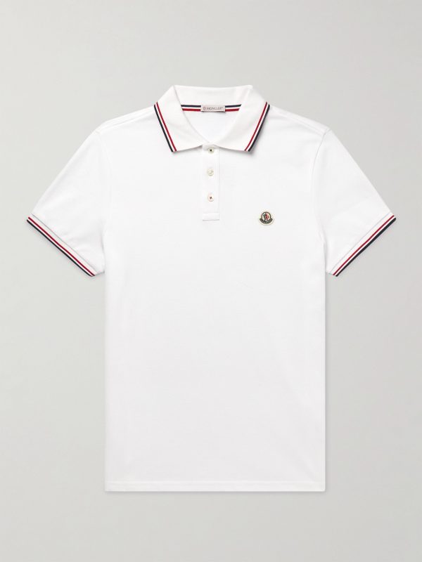Logo-Appliquéd Striped Cotton-Piqué Polo Shirt