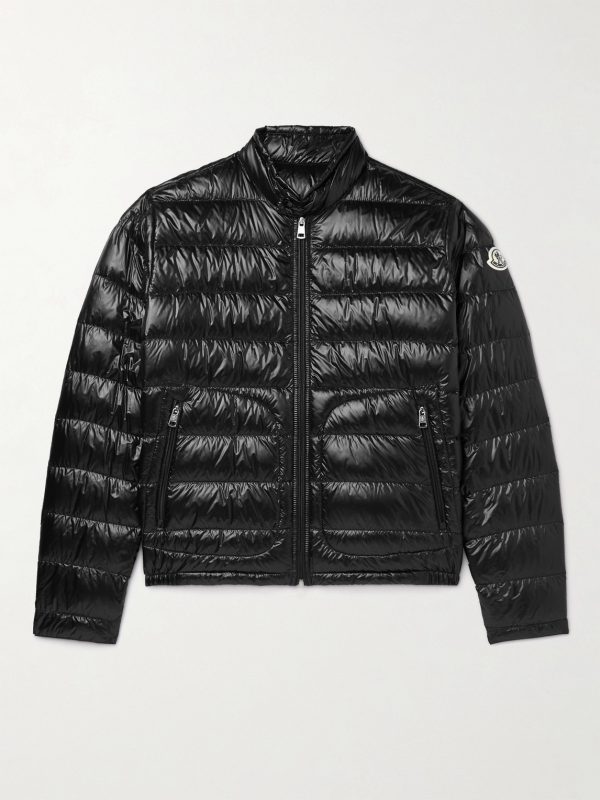 Acorus Logo-Appliquéd Quilted Glossed-Shell Down Jacket