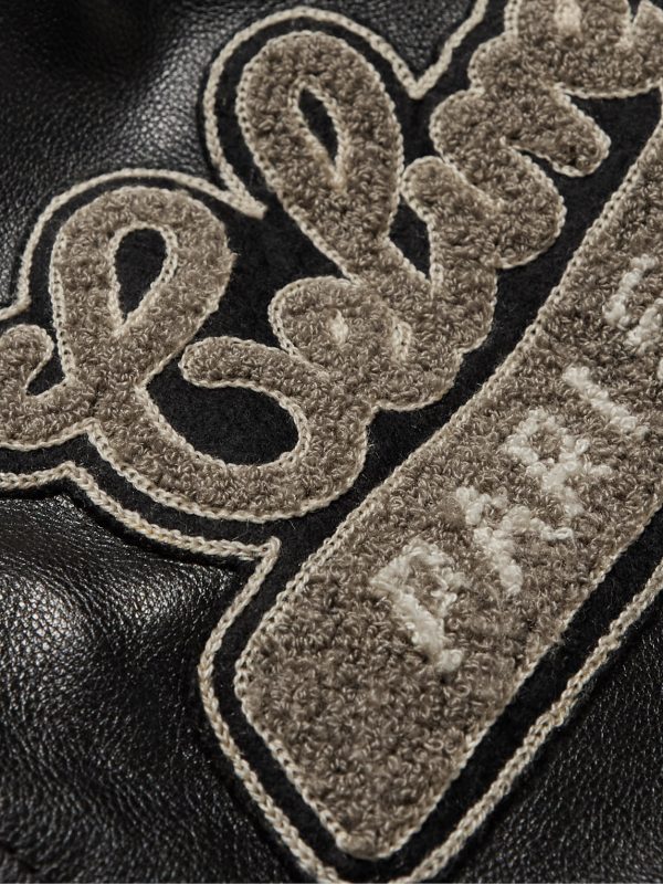 Teddy Oversized Logo-Appliquéd Leather Bomber Jacket - E1 Teddy Oversized Logo-Appliquéd Leather Bomber Jacket - E1