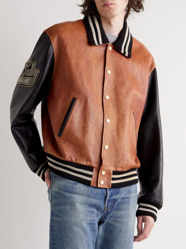 Teddy Oversized Logo-Appliquéd Leather Bomber Jacket - FR Teddy Oversized Logo-Appliquéd Leather Bomber Jacket - FR