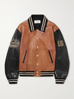 Teddy Oversized Logo-Appliquéd Leather Bomber Jacket Teddy Oversized Logo-Appliquéd Leather Bomber Jacket