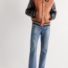 Teddy Oversized Logo-Appliquéd Leather Bomber Jacket - OU Teddy Oversized Logo-Appliquéd Leather Bomber Jacket - OU