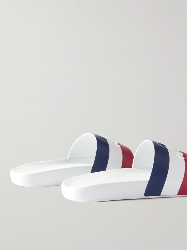 Basile Logo-Embossed Striped Rubber Slides - BK