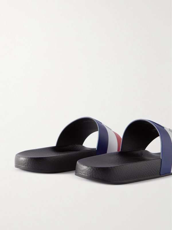 Basile Logo-Embossed Striped Rubber Slides - BK