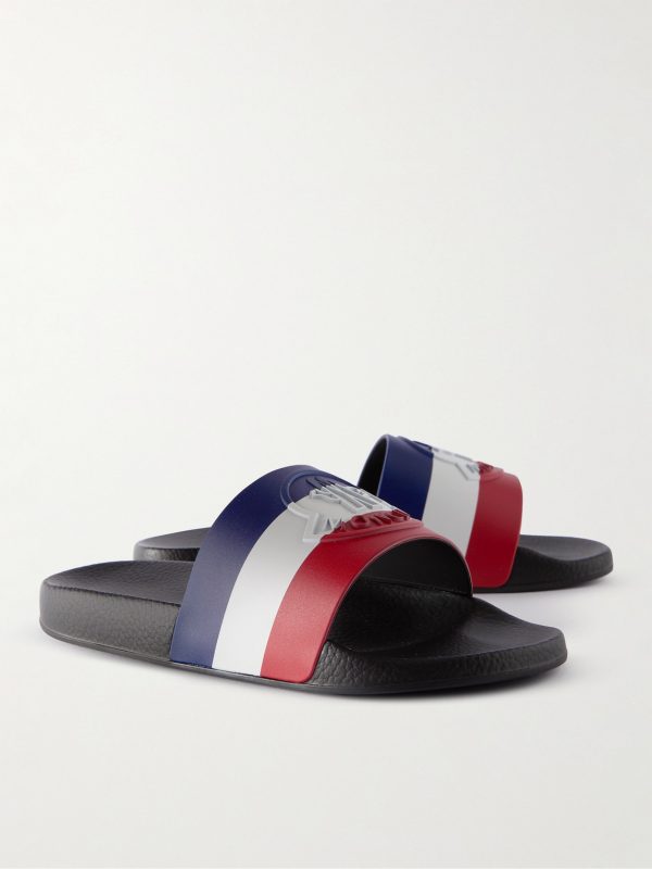Basile Logo-Embossed Striped Rubber Slides - FR