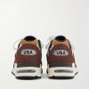 990 Leather-Trimmed Suede and Mesh Sneakers - BK 990 Leather-Trimmed Suede and Mesh Sneakers - BK