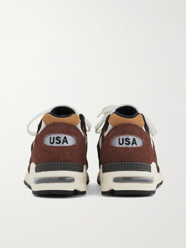 990 Leather-Trimmed Suede and Mesh Sneakers - BK 990 Leather-Trimmed Suede and Mesh Sneakers - BK