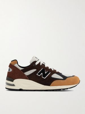 990 Leather-Trimmed Suede and Mesh Sneakers 990 Leather-Trimmed Suede and Mesh Sneakers