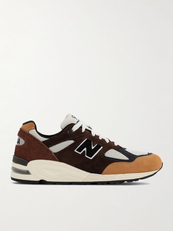 990 Leather-Trimmed Suede and Mesh Sneakers 990 Leather-Trimmed Suede and Mesh Sneakers
