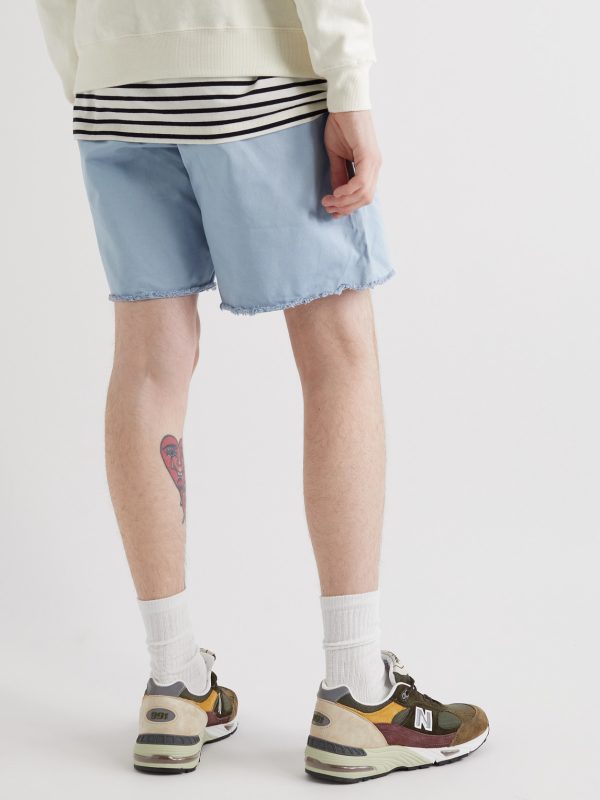 Wide-Leg Distressed Cotton-Gabardine Bermuda Shorts - BK