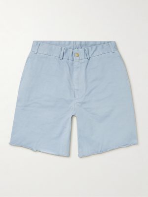 Wide-Leg Distressed Cotton-Gabardine Bermuda Shorts Wide-Leg Distressed Cotton-Gabardine Bermuda Shorts