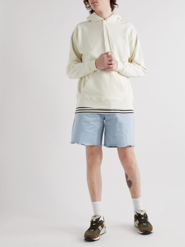 Wide-Leg Distressed Cotton-Gabardine Bermuda Shorts - OU