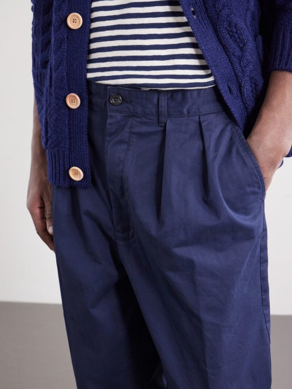 Tapered Cropped Pleated Cotton-Blend Twill Trousers - CU Tapered Cropped Pleated Cotton-Blend Twill Trousers - CU