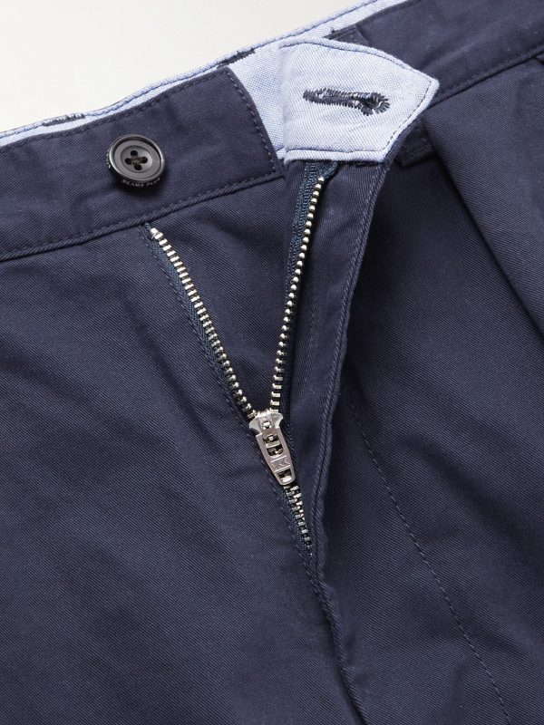 Tapered Cropped Pleated Cotton-Blend Twill Trousers - E1 Tapered Cropped Pleated Cotton-Blend Twill Trousers - E1