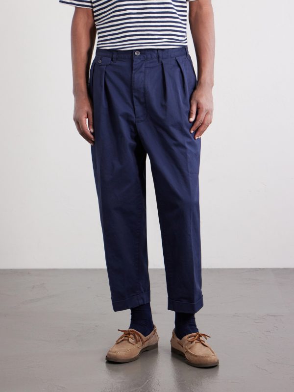Tapered Cropped Pleated Cotton-Blend Twill Trousers - FR Tapered Cropped Pleated Cotton-Blend Twill Trousers - FR