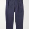 Tapered Cropped Pleated Cotton-Blend Twill Trousers Tapered Cropped Pleated Cotton-Blend Twill Trousers