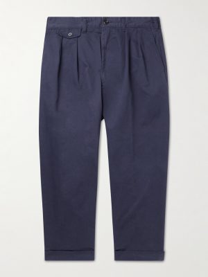Tapered Cropped Pleated Cotton-Blend Twill Trousers Tapered Cropped Pleated Cotton-Blend Twill Trousers