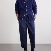 Tapered Cropped Pleated Cotton-Blend Twill Trousers - OU Tapered Cropped Pleated Cotton-Blend Twill Trousers - OU