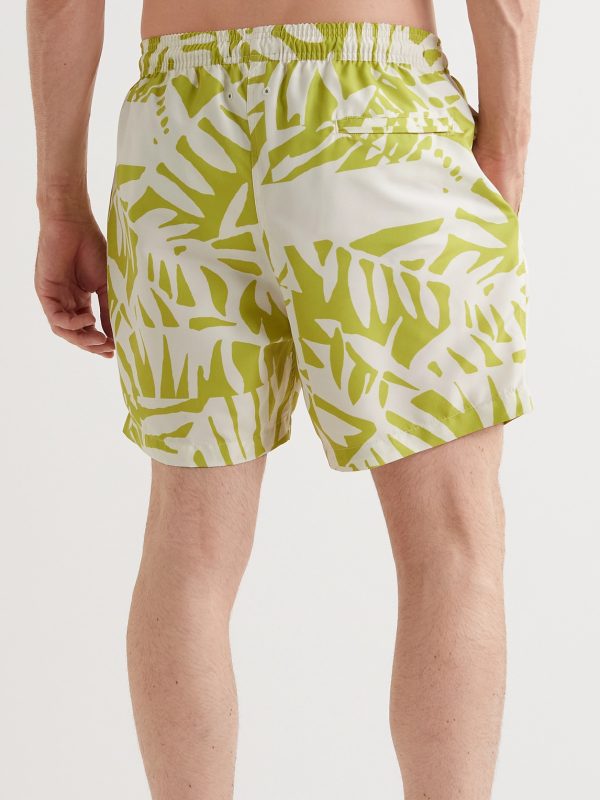 Straight-Leg Mid-Length Irregular Botanical Printed Recycled Swim Shorts - BK Straight-Leg Mid-Length Irregular Botanical Printed Recycled Swim Shorts - BK