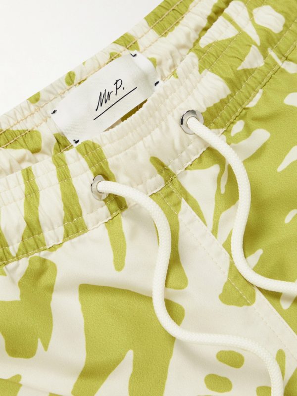 Straight-Leg Mid-Length Irregular Botanical Printed Recycled Swim Shorts - CU Straight-Leg Mid-Length Irregular Botanical Printed Recycled Swim Shorts - CU