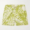 Straight-Leg Mid-Length Irregular Botanical Printed Recycled Swim Shorts Straight-Leg Mid-Length Irregular Botanical Printed Recycled Swim Shorts