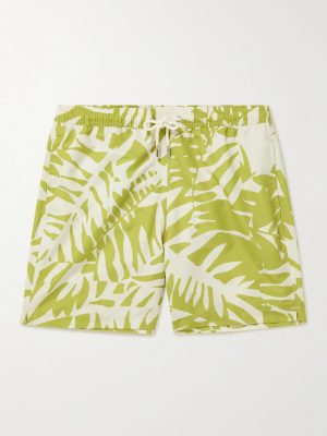 Straight-Leg Mid-Length Irregular Botanical Printed Recycled Swim Shorts Straight-Leg Mid-Length Irregular Botanical Printed Recycled Swim Shorts