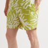 Straight-Leg Mid-Length Irregular Botanical Printed Recycled Swim Shorts - OU Straight-Leg Mid-Length Irregular Botanical Printed Recycled Swim Shorts - OU