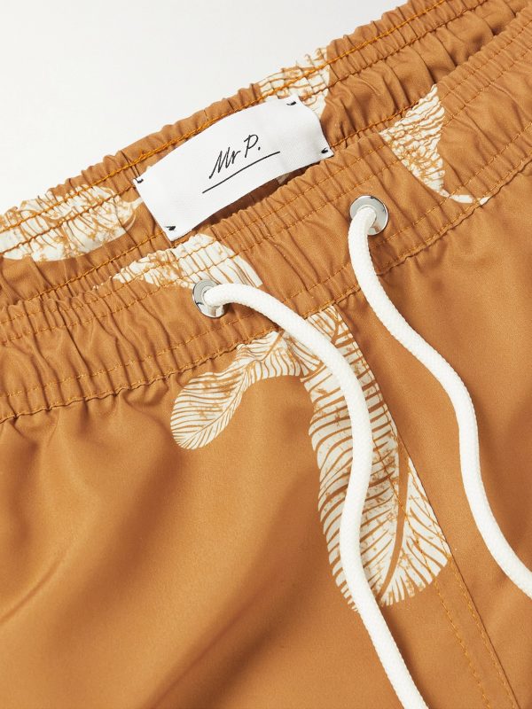 Straight-Leg Mid-Length Leaf-Print Recycled Swim Shorts - CU Straight-Leg Mid-Length Leaf-Print Recycled Swim Shorts - CU