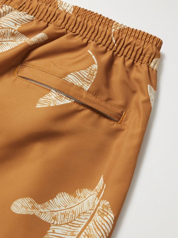 Straight-Leg Mid-Length Leaf-Print Recycled Swim Shorts - E1 Straight-Leg Mid-Length Leaf-Print Recycled Swim Shorts - E1